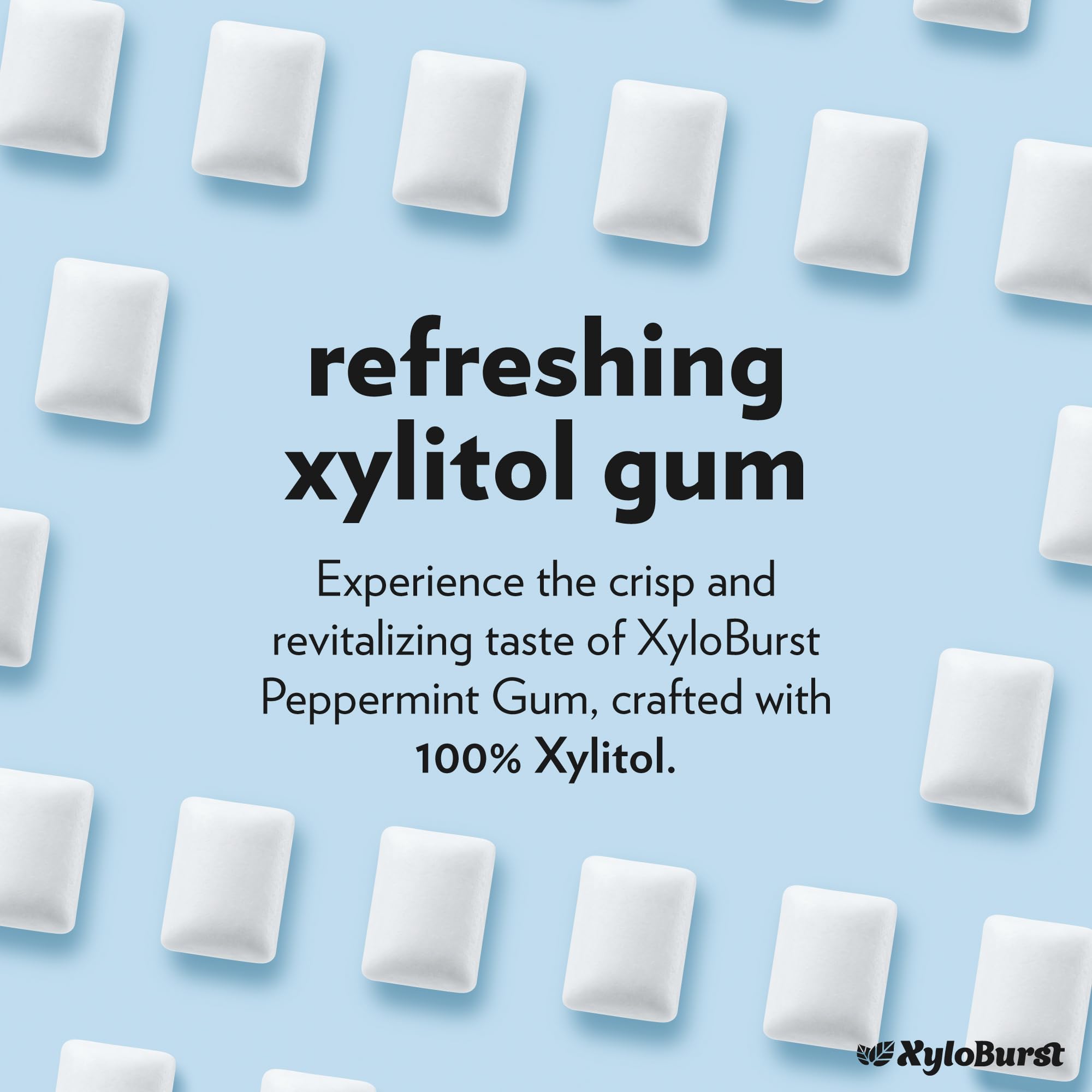 XyloBurst Gum | Xylitol Chewing Gum | Sugar Free, Gluten Free, Keto Friendly | Aspartame Free Gum For Oral Health | Peppermint | 500-Count Bag