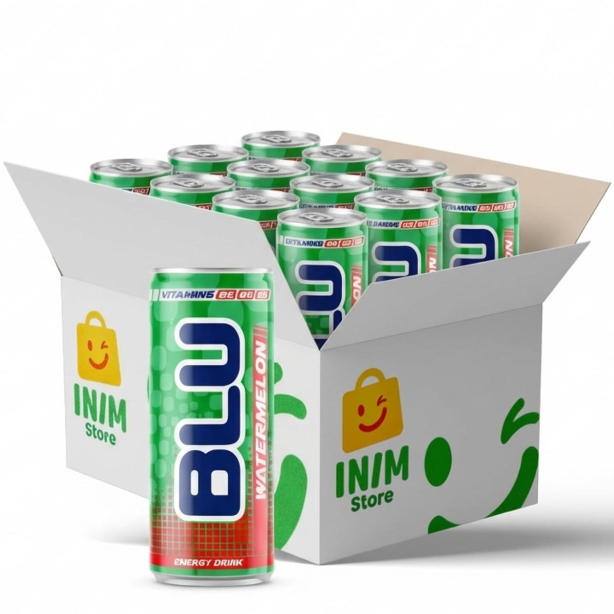 BLU Watermelon Energy Drink, 12 Pack Slim Cans, 8.4 fl oz (250 mL) Each
