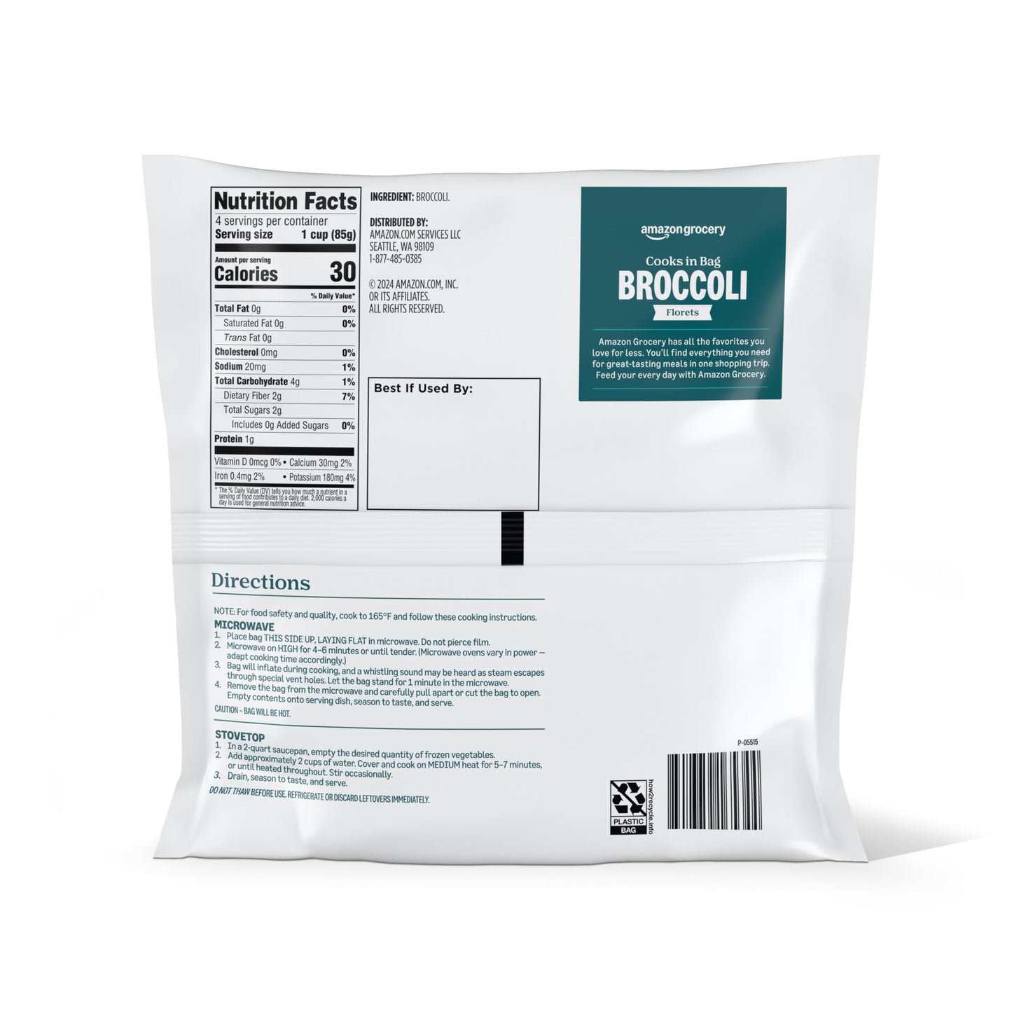 Amazon Grocery, Broccoli Florets, 12 Oz, Frozen
