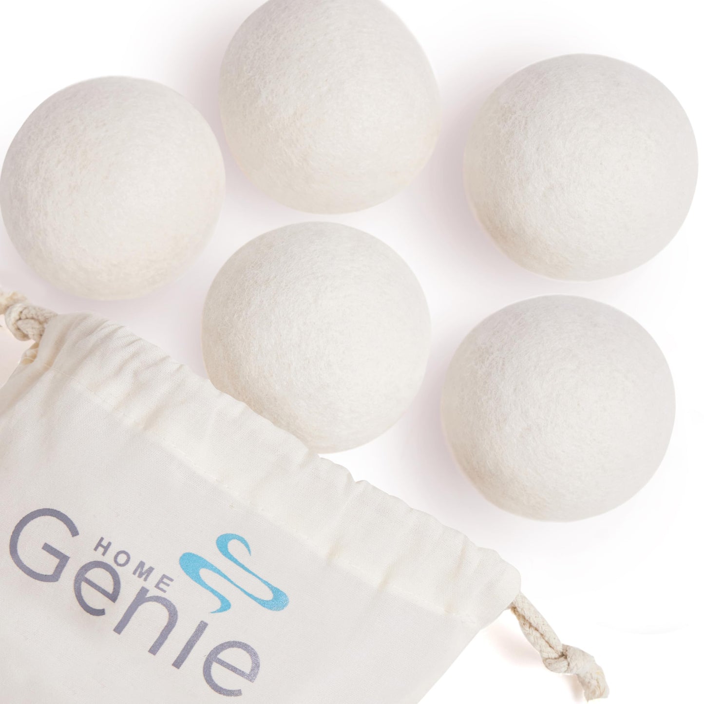 HOME GENIE Wool Reusable Dryer Balls XL, Anti Static Fast Drying Laundry for Pet Hair, Reduces Clothing Wrinkles, Lint, Natural Fabric Softener