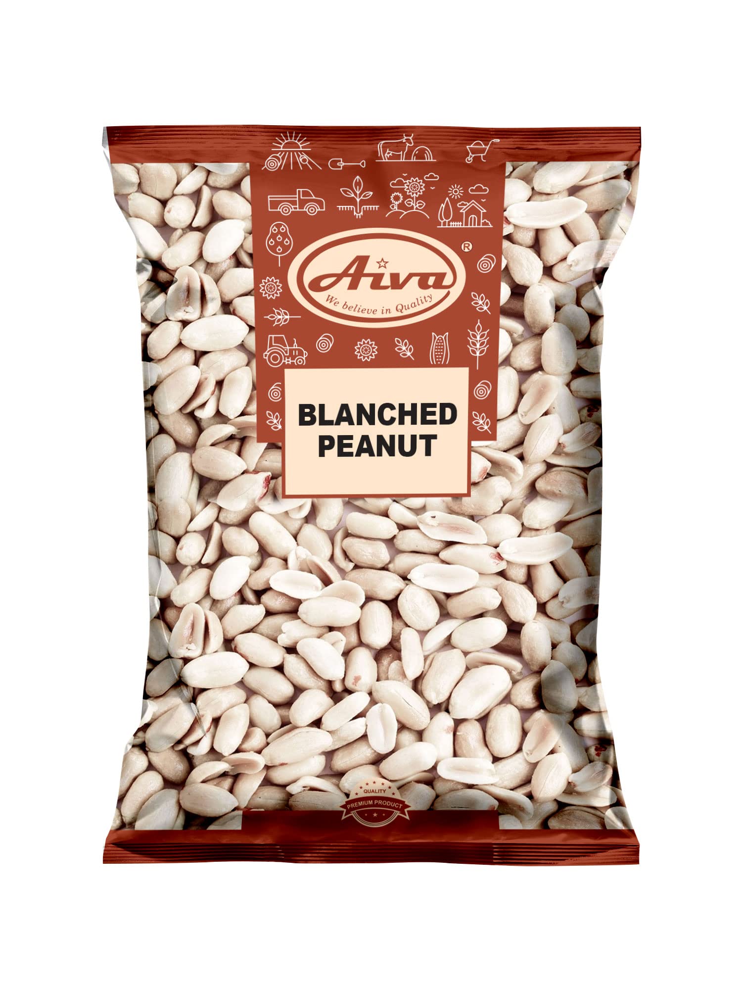 Aiva Blanched Peanuts Skinless, Blanched Raw, Uncooked Gourmet Quality Nut USA Grown 2 LB