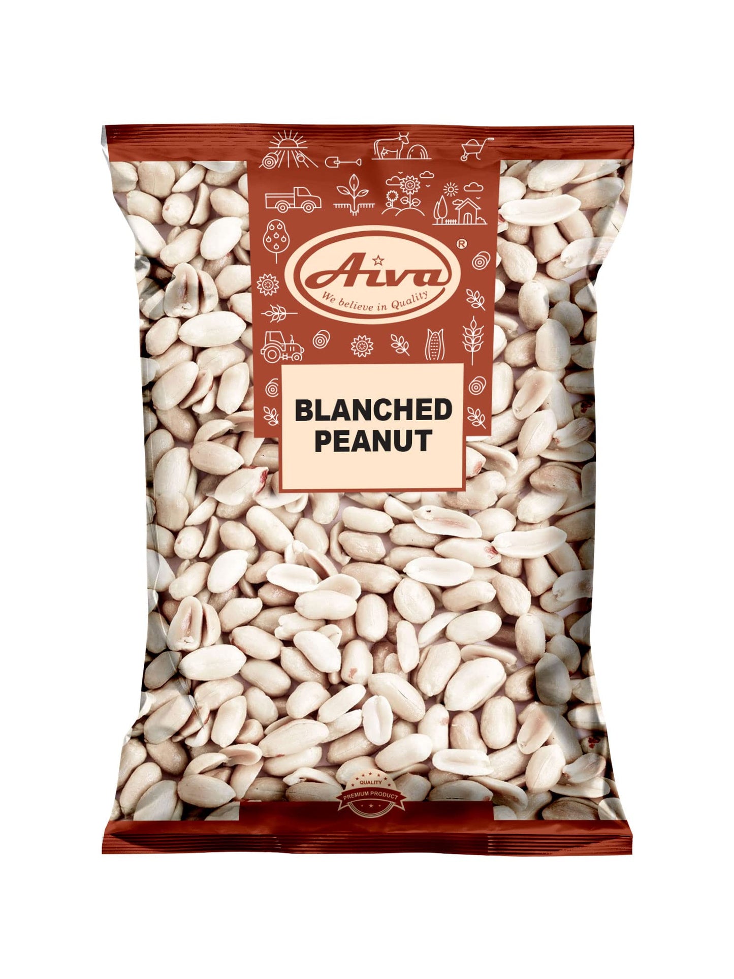 Aiva Blanched Peanuts Skinless, Blanched Raw, Uncooked Gourmet Quality Nut USA Grown 5 LB