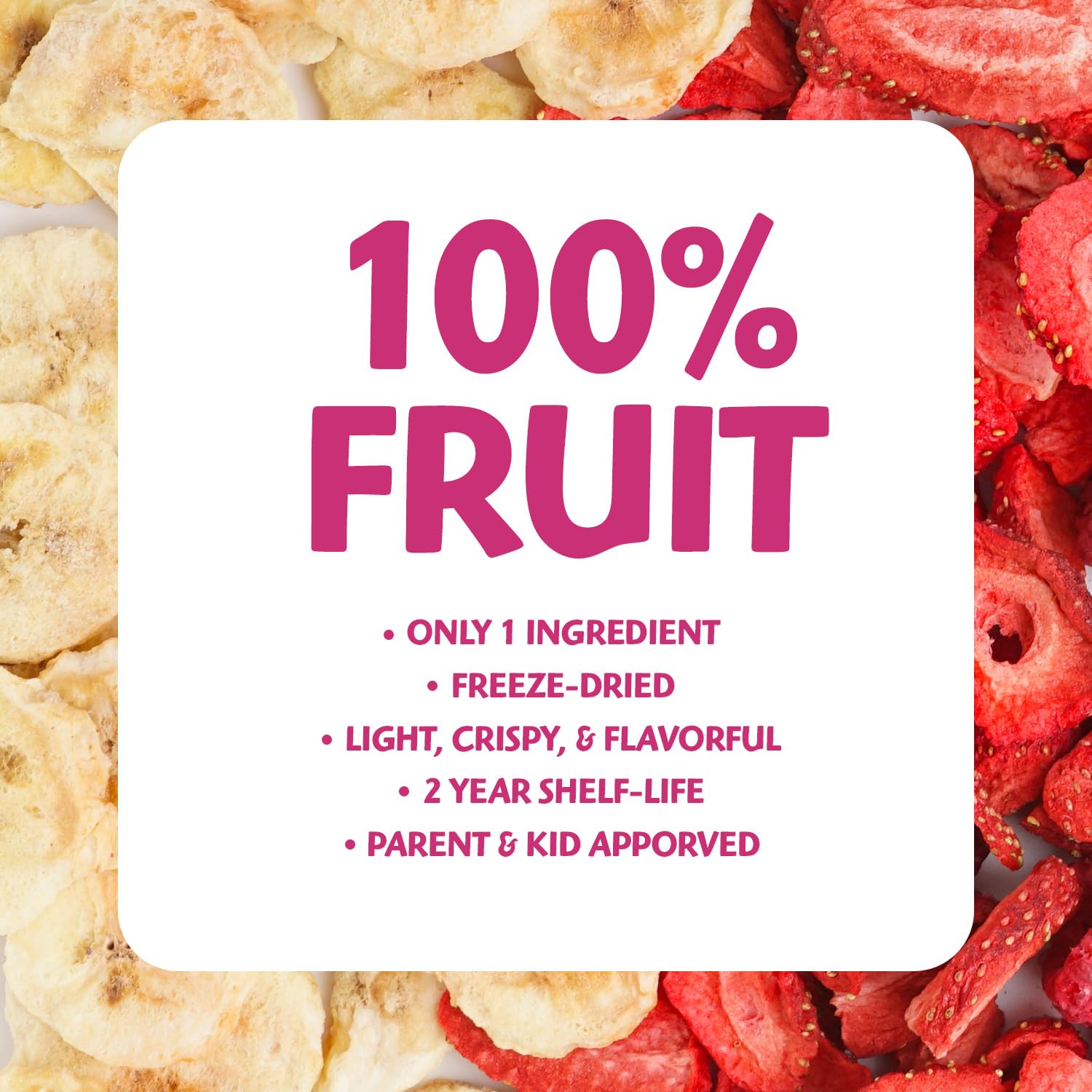 Brothers All Natural Freeze Dried Fruit Crisps, Banana Strawberry, 0.42 Oz (Pack of 24), Made with 100% Fruit, Gluten Free, Soy Free, Vegan, Healthy