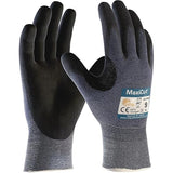 ATG 44-3745T/XL Maxicut Ultra, Blue Engineered Yarn Shell, Blk Microfoam Nitrile Grip, Tagged Blue XL