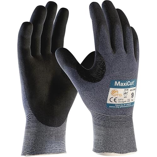 ATG 44-3745T/XL Maxicut Ultra, Blue Engineered Yarn Shell, Blk Microfoam Nitrile Grip, Tagged Blue XL
