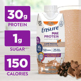Ensure Max Protein Shake | Cafe Mocha | Ready to Drink | 30g Protein for Muscle Health | 1g Sugar, 4g Fiber | 11 fl oz, 4 Pack