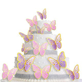 80Pcs Butterfly Cake Toppers Set Happy Birthday 3D Mixed Color Pink Purple Cupcake Picks Butterfly Cupcake Topper with Dot Glue Decorations