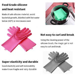 Magic Dishwashing Cleaning Sponge Gloves Reusable Silicone Brush Scrubber Gloves