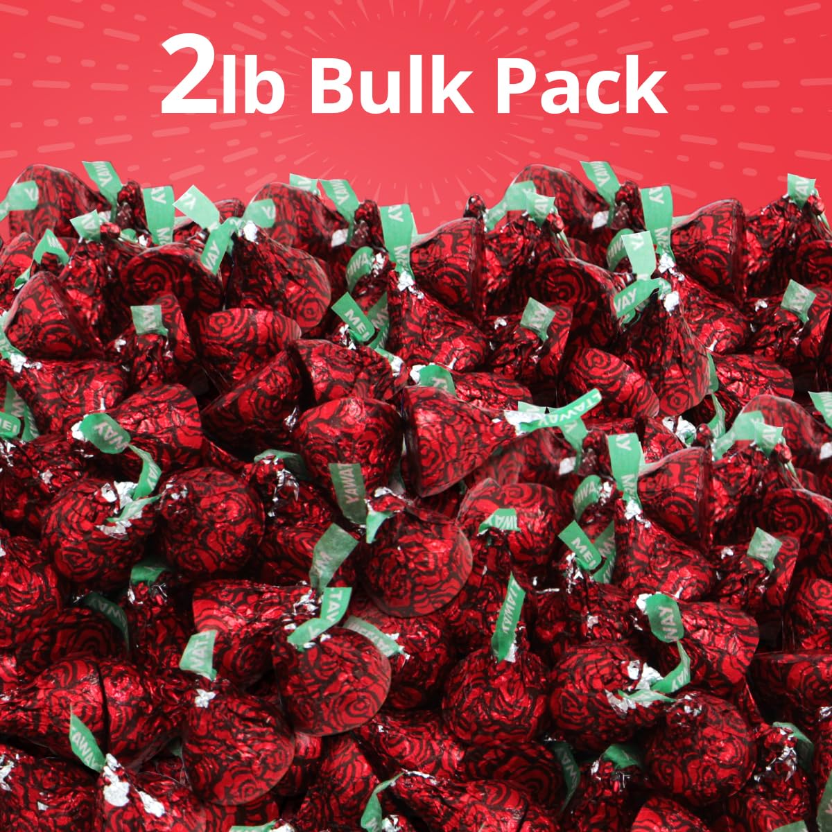 Meltaway Kisses, 2lb Pack of Chocolate Roses Individually Wrapped Bulk, Ideal Valentine HersheyKisses for Valentine's Day Surprises, Perfect