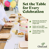 Chic Leaf Palm Leaf Plates 8 Inch - Square Disposable Bamboo-Style Dinnerware, Heavy Duty & Compostable Areca Leaf Serving Dishes for Appetizers