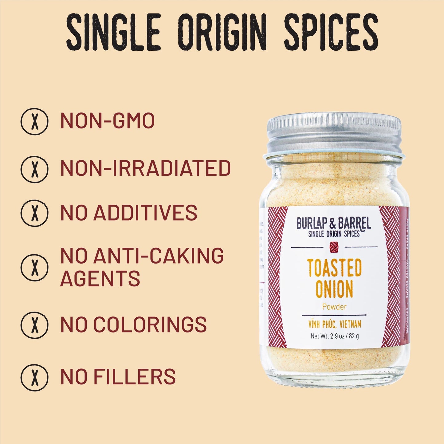 Burlap & Barrel Toasted Onion Powder - Rich, Savory-Sweet Flavor - Flavorful Onion Seasoning for Cooking - As Seen On Shark Tank - 2.9oz Glass Jar