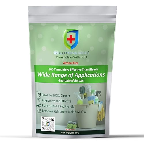 Solution HOCL Powder 10 one gram Individually Packaged Single use packets - (10 grams of total active ingredients) One Gram Packet Makes 1 Gallon (128