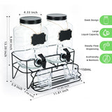 Roetell 2 Sets 1 Gallon Laundry Detergent Dispenser with Stand, Measuring Cup, Glass Laundry Detergent Containr for Laundry Room Organization