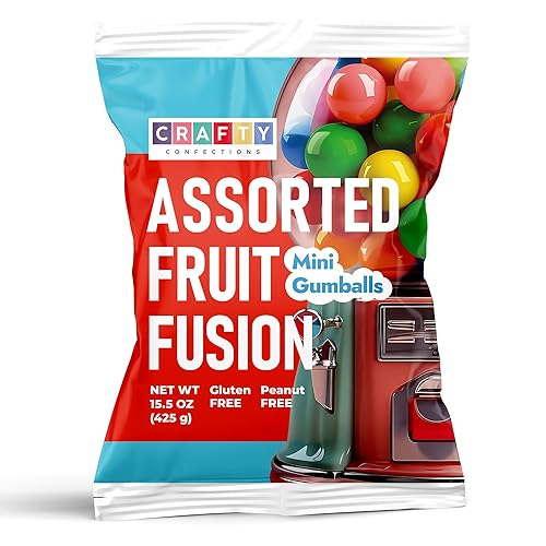 Gumballs for Gumball Machine Refills -Assorted Fruit Flavored Gum Balls - 0.5" Mini Bubble Gum - Bulk Gum Bag 15 OZ - Chewing Gum for Kids - Double