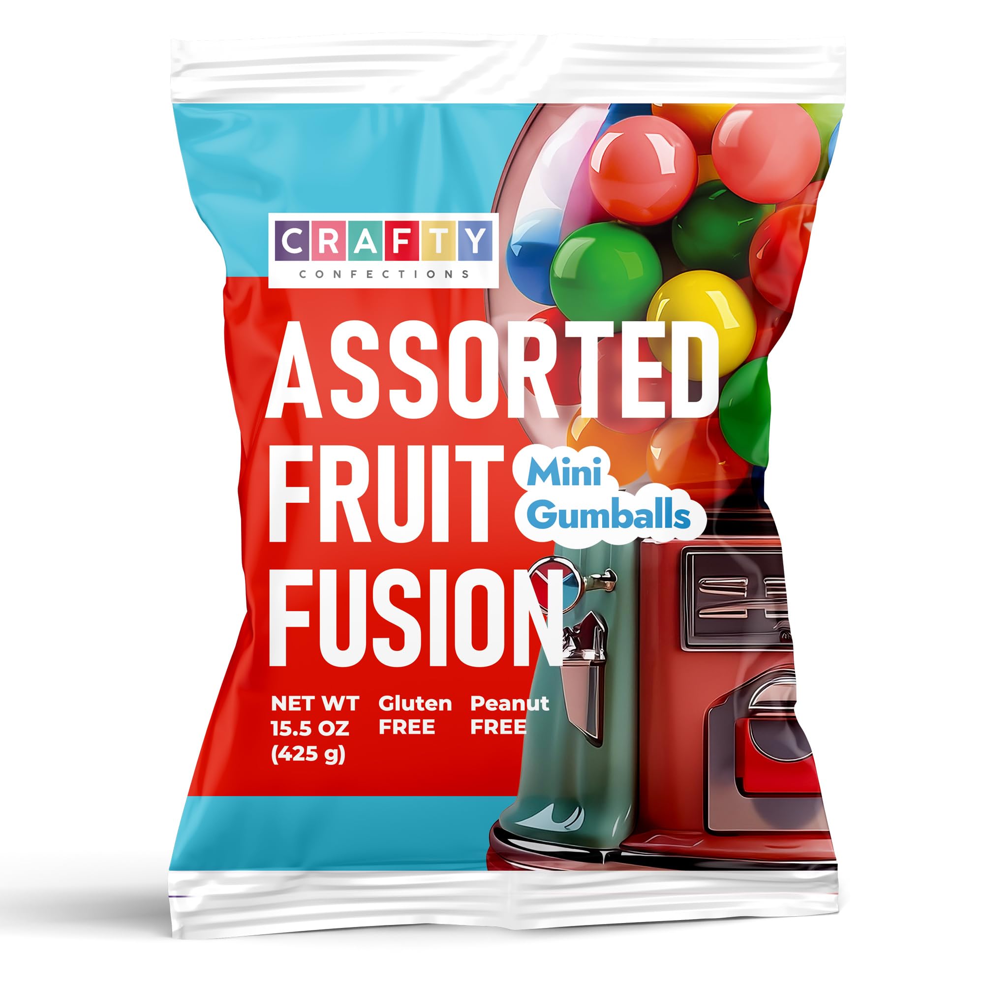 Gumballs for Gumball Machine Refills -Assorted Fruit Flavored Gum Balls - 0.5" Mini Bubble Gum - Bulk Gum Bag 15 OZ - Chewing Gum for Kids - Double