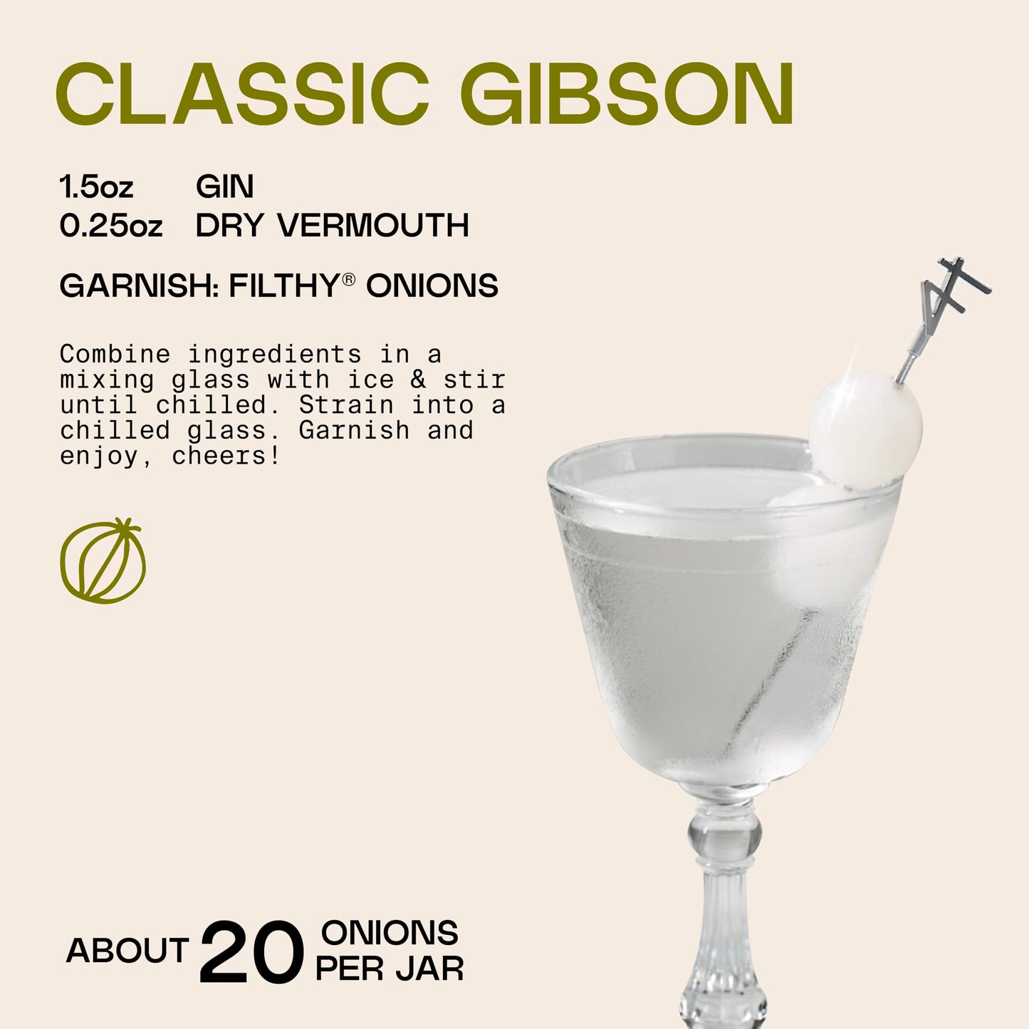 Filthy Pearl Onions, Premium Dutch Silver-Skinned Cocktail Garnish for Gibson Martinis, Bloody Marys, & Classic Cocktails, 8.5 Oz Jar, 20 Onions