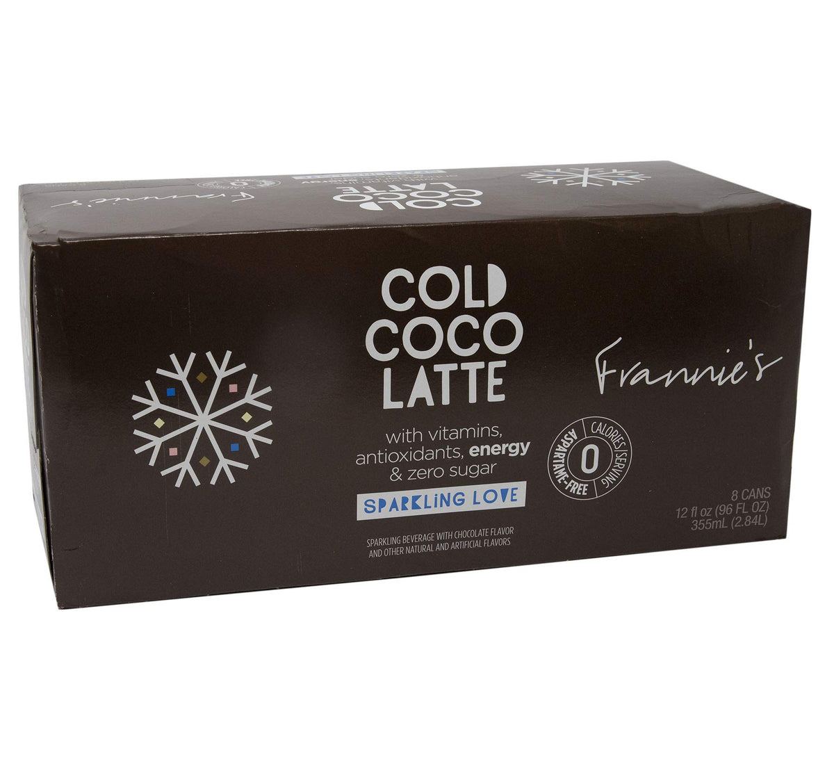 Frannie's Sparkling Beverage- Zero Calories & Sugar, Aspertame Free: 8-Pack 12 fl. oz. Cans (Cold Coco Latte)