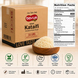 BISVUA Premium Bulk Dried Kataifi (11 lbs) - Golden Dried Shredded Fillo Dough for Commercial Kitchen Dubai Chocolate Bars, Kunafa, Knafeh & Crunchy Dessert Creations Bakery Supply (5 kg Dried Foodservice Kataifi)