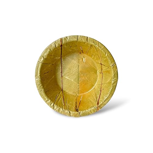 Foliumware Single Use Sal Leaf Bowls (5" inch, 20/pack) | Zero Waste, Biodegradable, Backyard Compostable | For Parties, Picnics, BBQ’s, Weddings