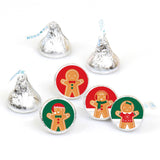 Gingerbread Christmas Party Favors - Round Candy Stickers - 108pc