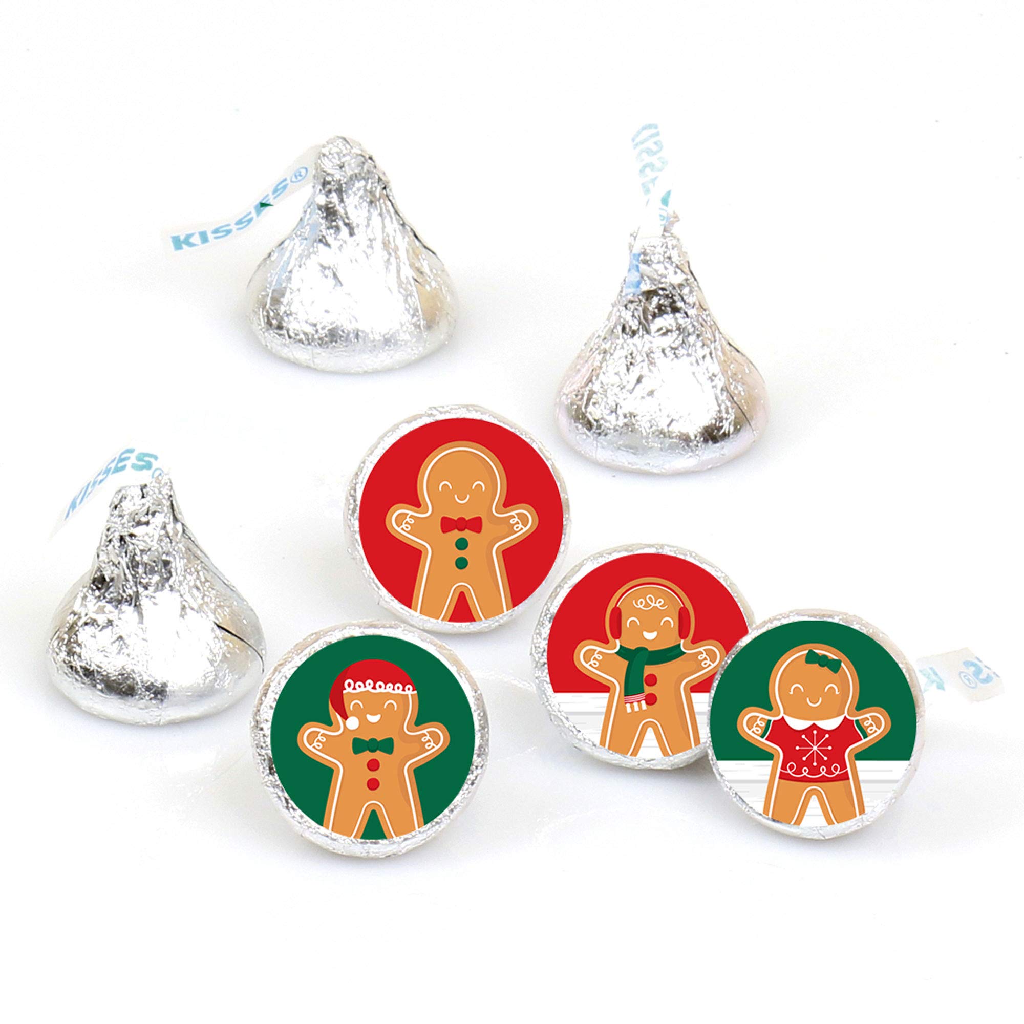 Gingerbread Christmas Party Favors - Round Candy Stickers - 108pc