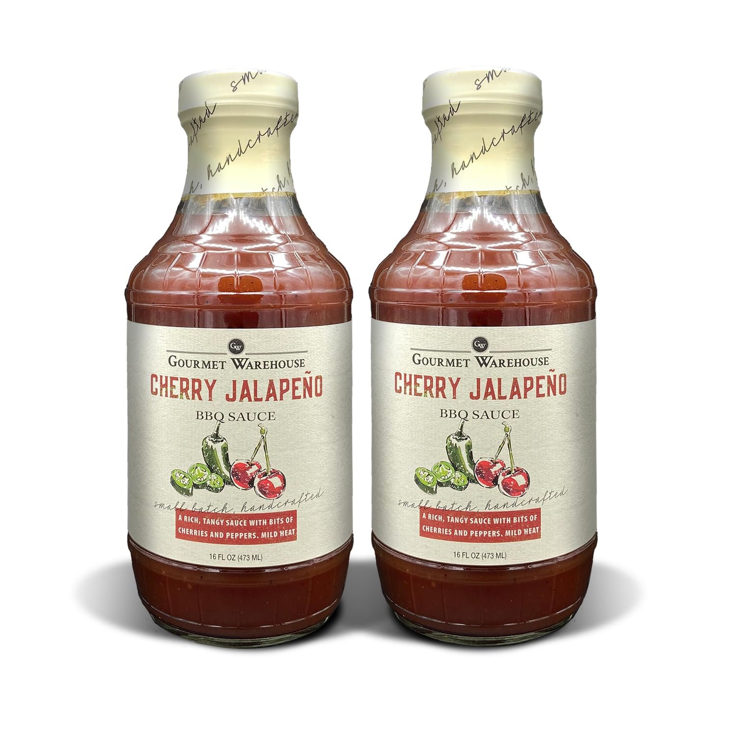 Gourmet Warehouse Cherry Jalapeno BBQ Sauce, Premium Barbecue Sauces Handcrafted In Small Batches Gluten-Free, HFCS-Free, Delicious Sauce 16 Ounces