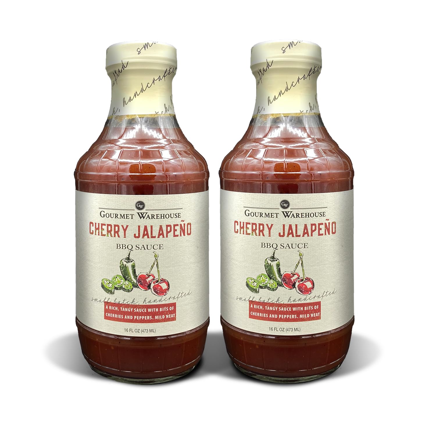 Gourmet Warehouse Cherry Jalapeno BBQ Sauce, Premium Barbecue Sauces Handcrafted In Small Batches Gluten-Free, HFCS-Free, Delicious Sauce 16 Ounces