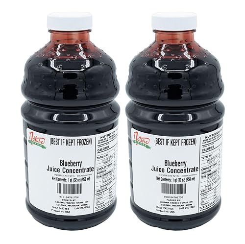 Nature Blessed 100% Pure Blueberry Fruit Juice Concentrate - 2 Quarts (2/32 fl oz bottles) Perfect for Wine, Home Brewing, Mead. Cider, Tea