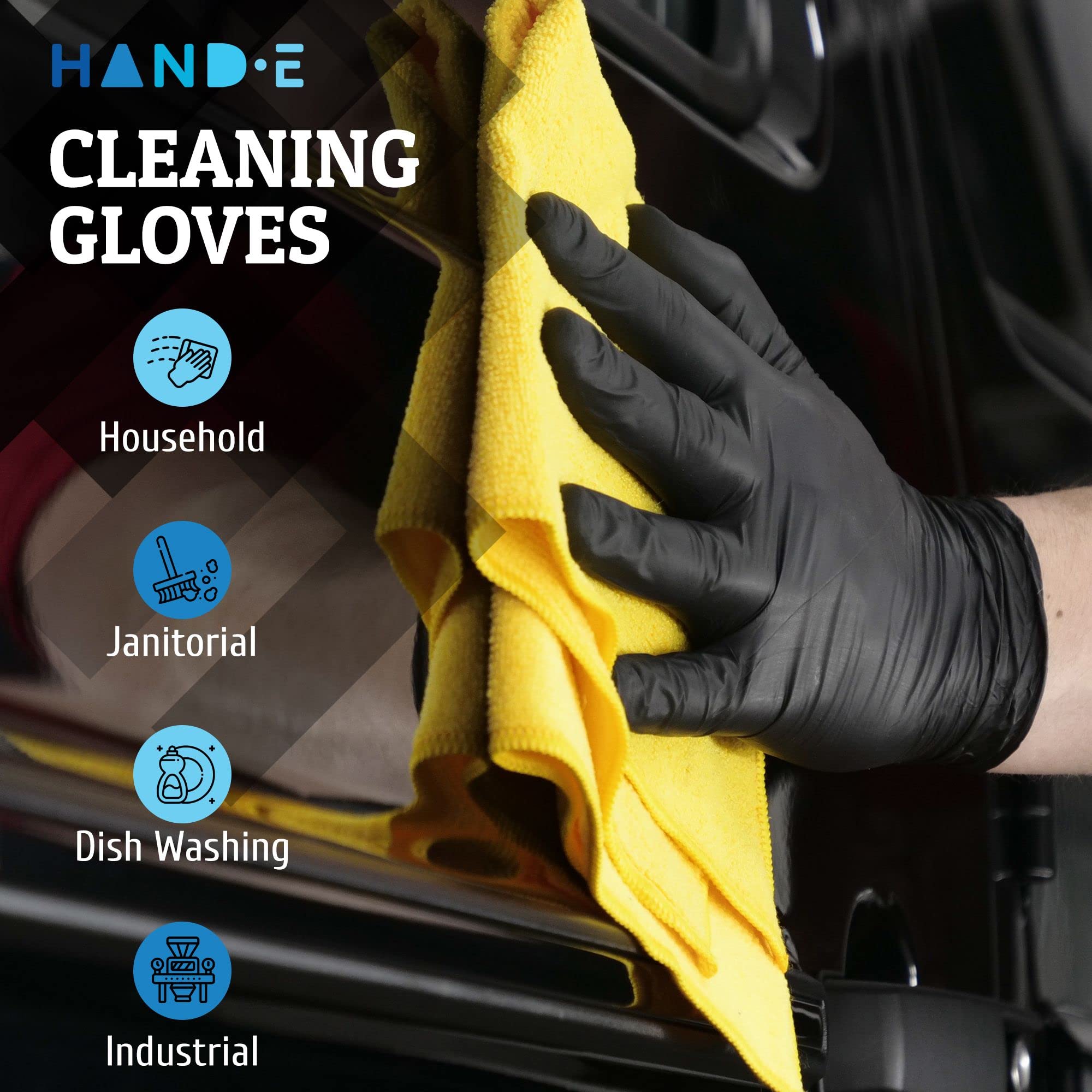 Black Nitrile Gloves Disposable, 100 Ct, 3 Mil, Food Safe, Textured, Tear Resistant, Latex & Powder Free for Cooking, Tattoo, Hair Dye, Food Prep