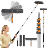 26Ft Window Squeegee with 5-19 FT Extension Poles, 2-in-1 Window Cleaning Kit with Telescopic Pole, Extra-Large 14" Window Squeegee Window Cleaner