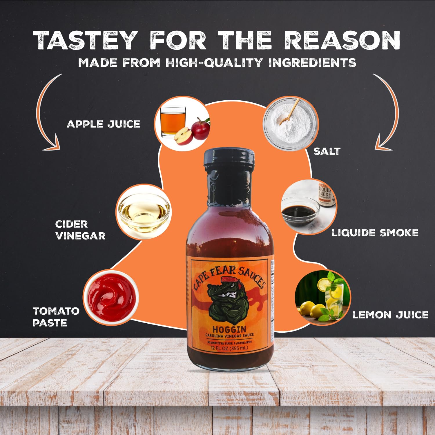 Cape Fear Sauces Hoggin Carolina Vinegar Sauce, 12FL OZ Perfect Tangy Vinegar Based BBQ Sauce for Pulled Pork, Ribs, and Chicken, Traditional Carolina