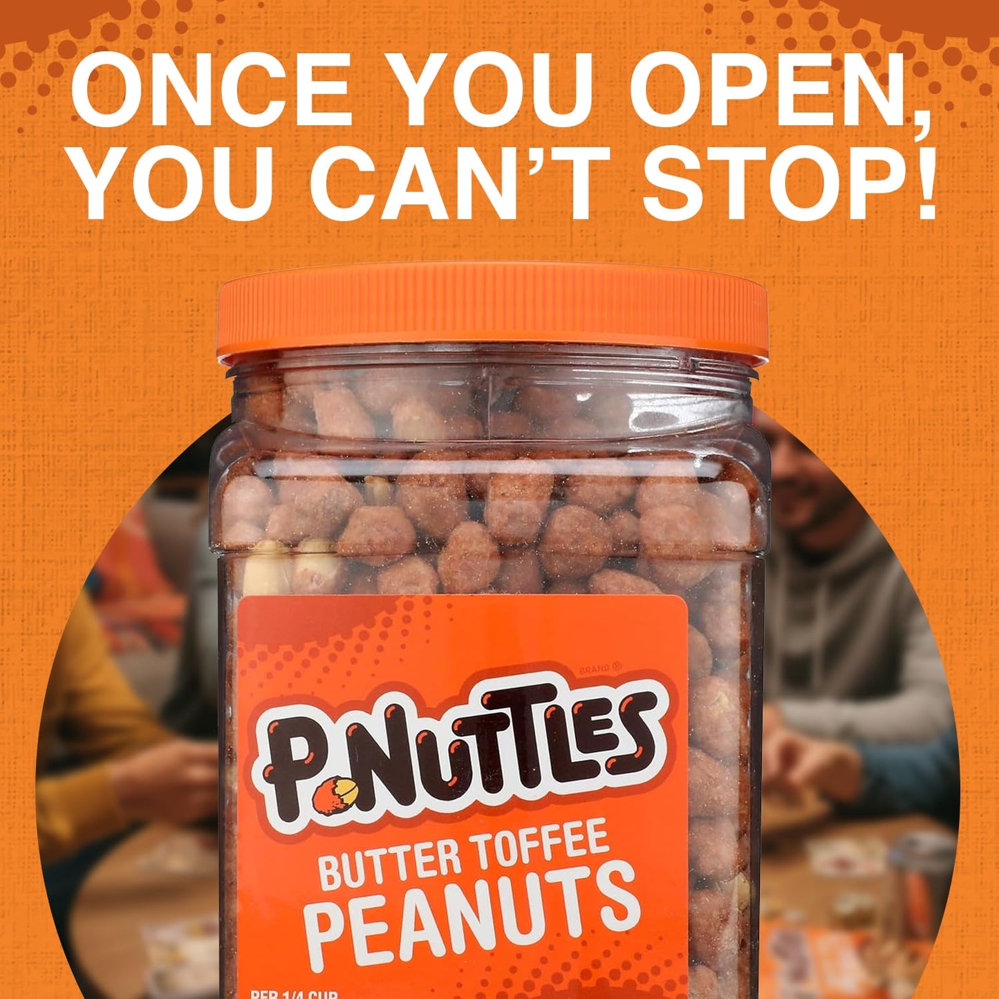 P-Nuttles Butter Toffee Covered Peanuts, 44 Oz Resealable Jar (Pack of 2) - Sweet & Salty Candied Peanuts Snacks - Perfect for Parties, Travel