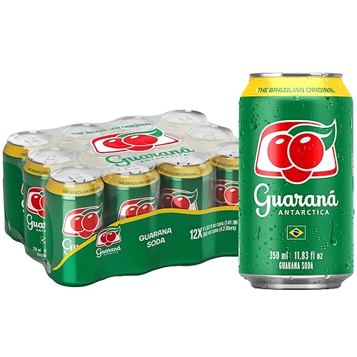 Guarana Antarctica, The Brazilian Original Guarana Soda, Regular, 11.83 fl oz (Pack of 12)