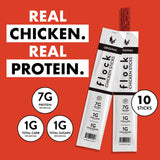 Flock Chicken Meat Sticks 10 Count | GLP-1 Friendly High Protein Chicken Sticks 7g Protein | Healthy Meat Snacks Keto | Protein Meat Sticks Low Carb |