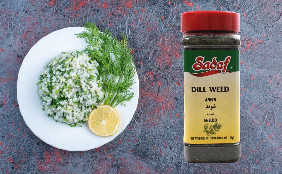 Sadaf Dill Weed 4 oz. - Dried Dill Weed - Dill Seasoning and Spice for Fish, Salads and Soups - Dry Dill Herb for pickling - Natural, Vegan, Kosher