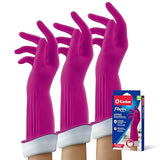 PLAYTEX Living Drip-Catch Cuff Reusable Rubber Gloves for Household Cleaning - Medium Size, 3-Pack