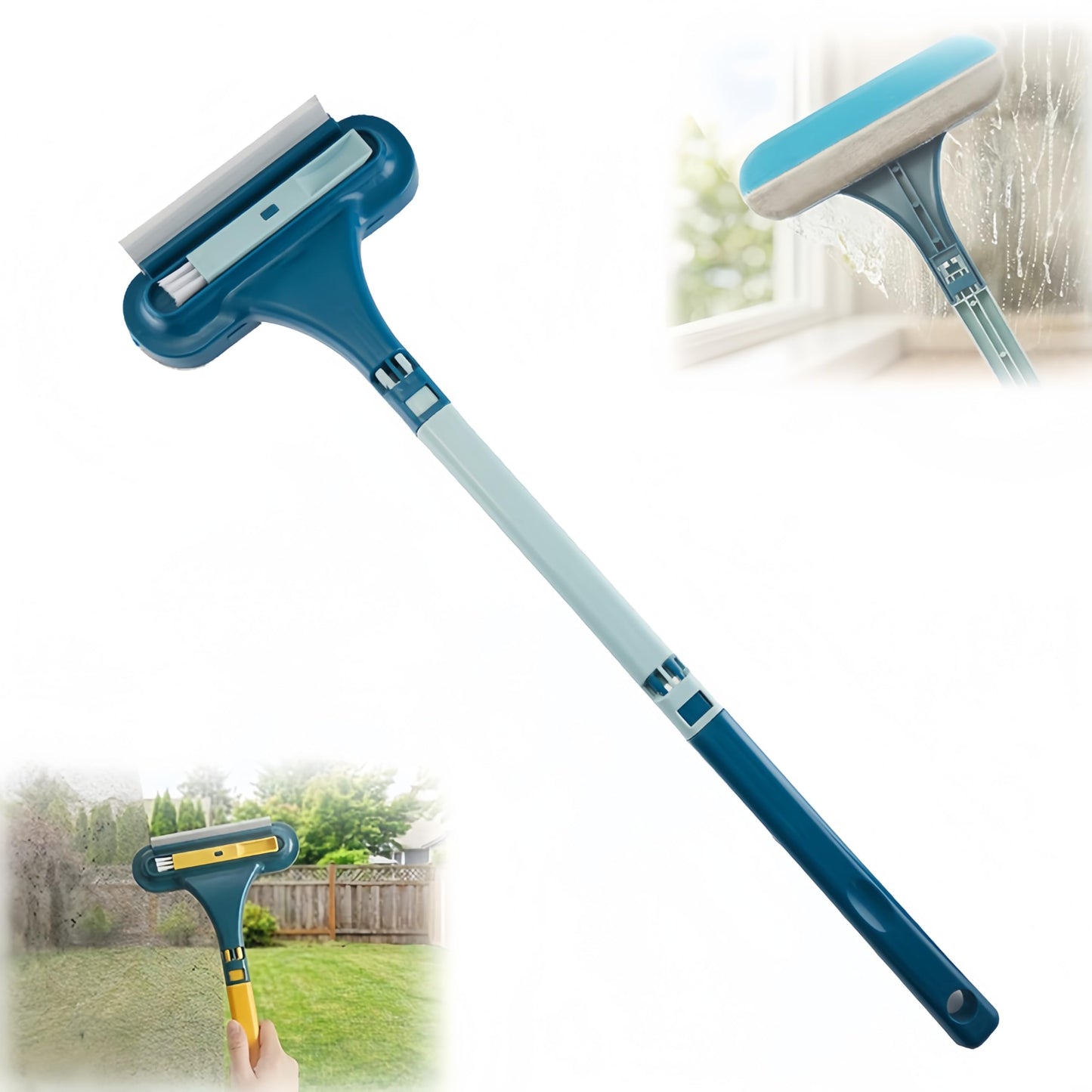 2-in-1 Multi-Purpose Cleaning Brush, New Window Screen Cleaner Tool with Squeegee, Mesh Screen Cleaner, Window Cleaner Tool for Window, Door, Porch