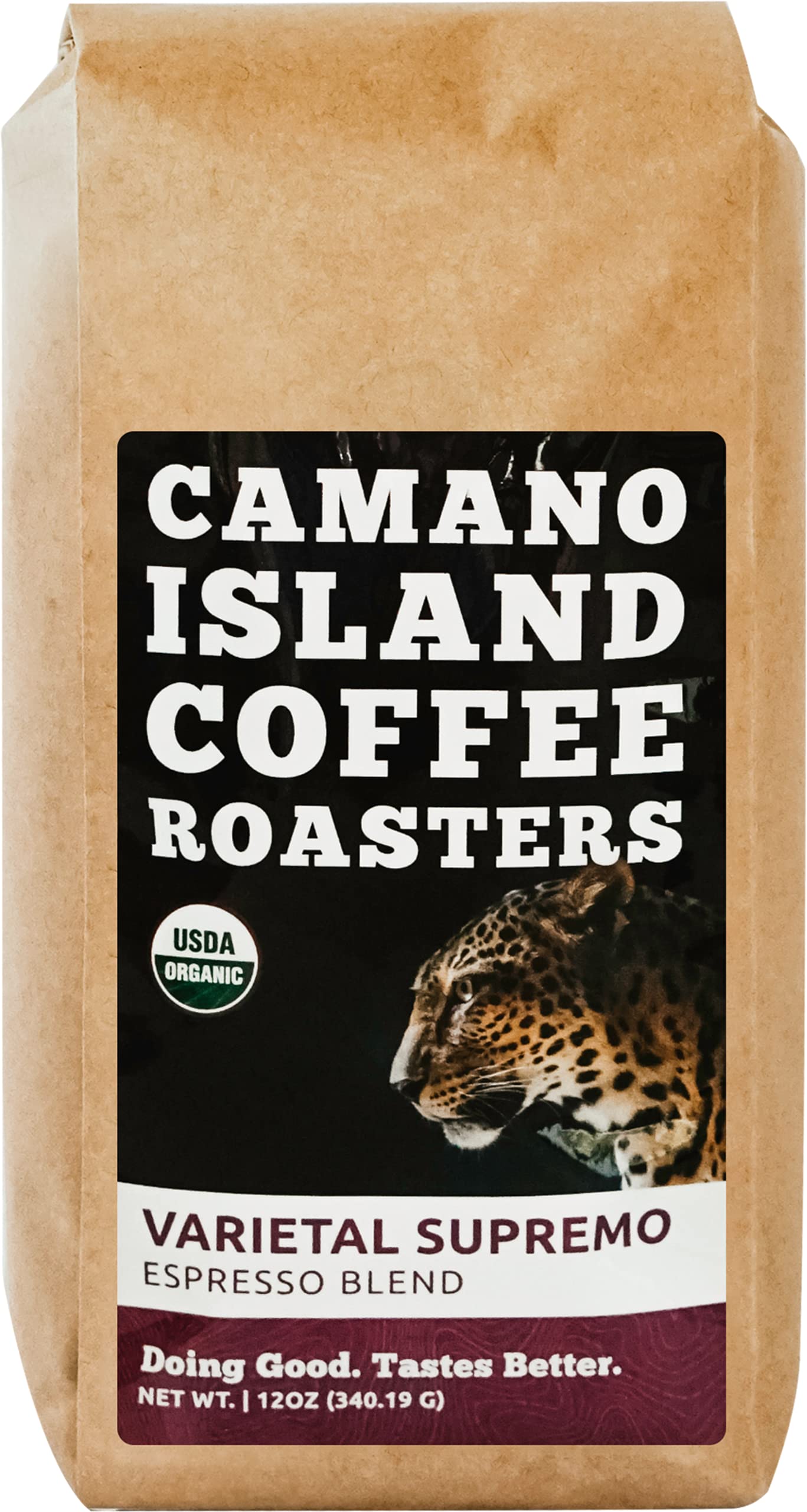 Camano Island Coffee Roasters Varietal Supremo Espresso Blend, Ground 12oz, Fresh Dark Roast, USDA Organic, Fairly Traded, Shade Grown Arabica