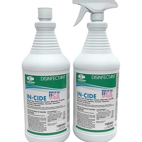Theochem In-Cide EPA Registered Disinfectant Spray - Kills 99.9% of Germs, Mold, Mildew and MRSA - Multi-Surface Cleaner for Home, School & Hospital