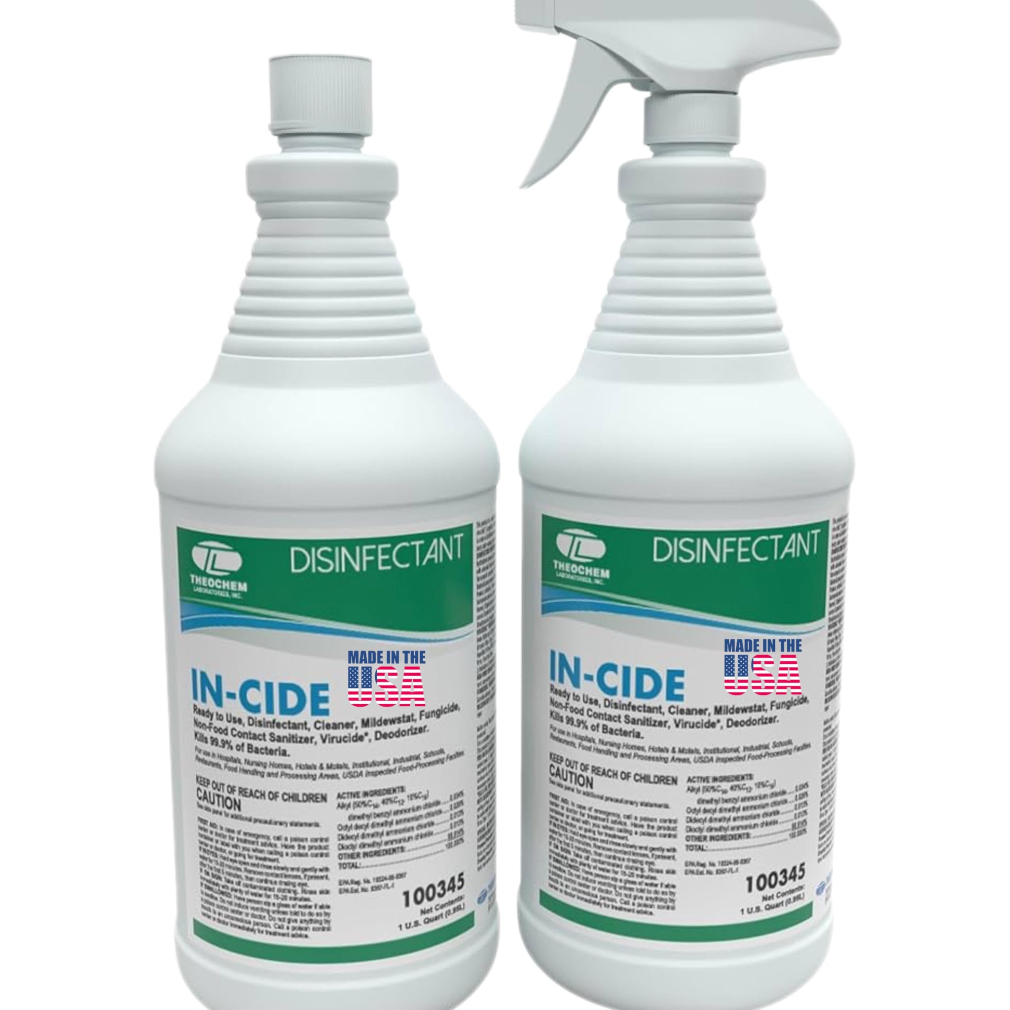 Theochem In-Cide EPA Registered Disinfectant Spray - Kills 99.9% of Germs, Mold, Mildew and MRSA - Multi-Surface Cleaner for Home, School & Hospital