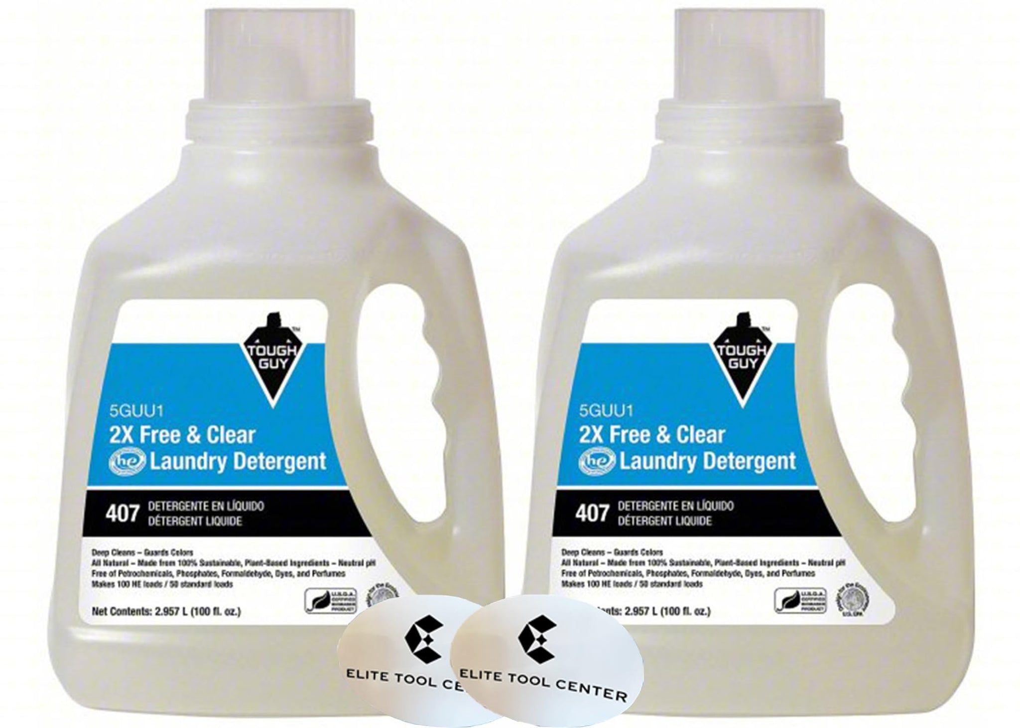 2 Pack Tough Guy 100 oz. High Efficiency Liquid Laundry Detergent With Stickers