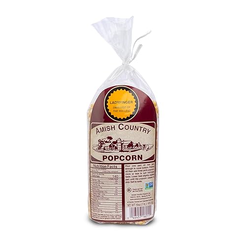 Amish Country Popcorn | 1 lb Bag | Ladyfinger Popcorn Kernels | Old Fashioned, Non-GMO and Gluten Free (Ladyfinger - 1 lb Bag)