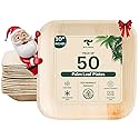 Tilipan Plam Leaf Disposable Plates 10 Inches (50 Count) Like Bamboo Plates,Compostable & Biodegradable,Better than Plastic Plates-Heavy-Duty