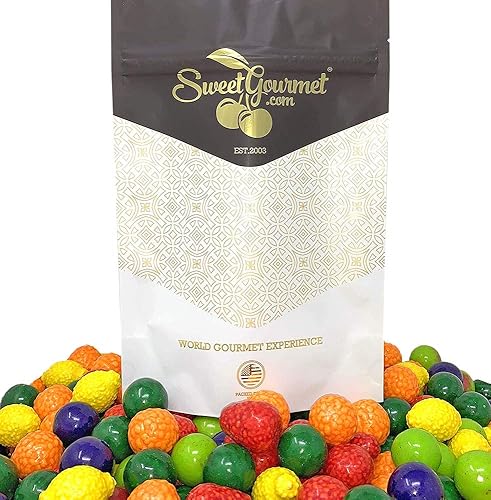 SweetGourmet Seedling Gumballs, 1 Pound Bag, Assorted Fruit-Shaped Bubble Gum with Candy Seeds, 45 Pieces, Kosher, Apple Orange Lemon Strawberry Grape