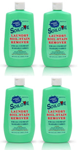 Soilove Laundry Stain Remover Liquid - 4 Bottles (16oz) - Powerful Prewash for Blood, Grease, Ink, Grass, Food, & More - Enzyme-Based Concentrated