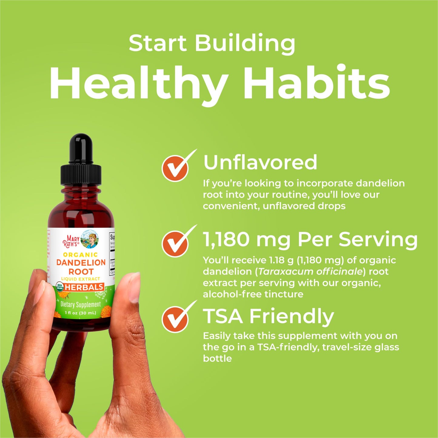 Organic Dandelion Root Extract by MaryRuth's | USDA Organic | Easy-to-Take | Liquid Dandelion Root Supplement | Herbal Extract | Vegan | Gluten Free |