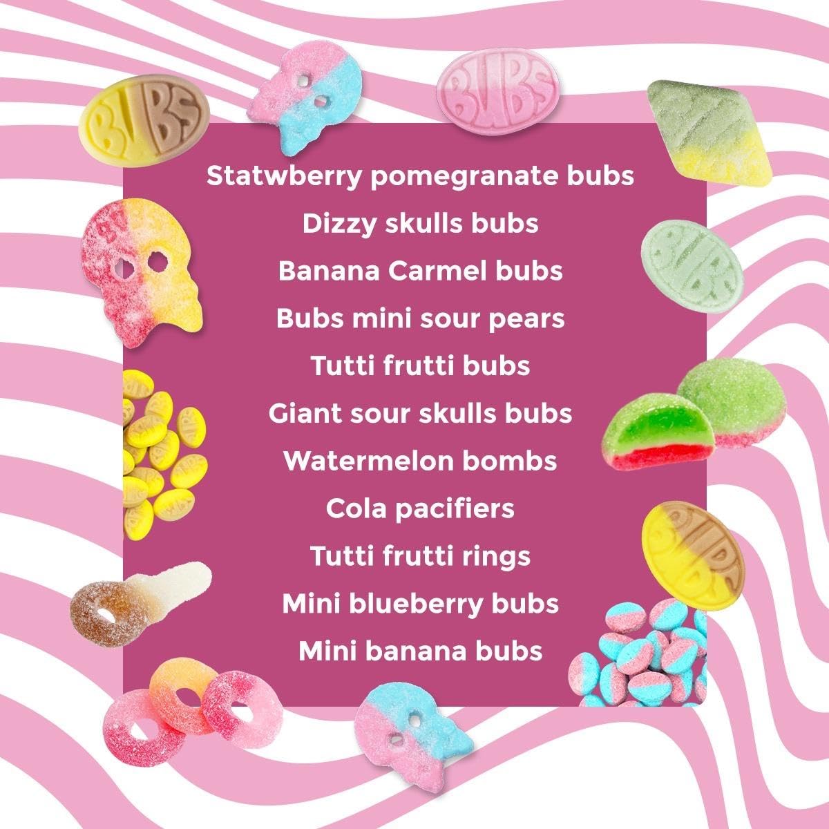 Susa Candy Swedish Candy (.5 lbs) Sweet and Sour Mix - Ovals & Skulls, Melon Booms, Ring, Fizzy Balls, Cola Pacifiers, Hand Packed in Sweden
