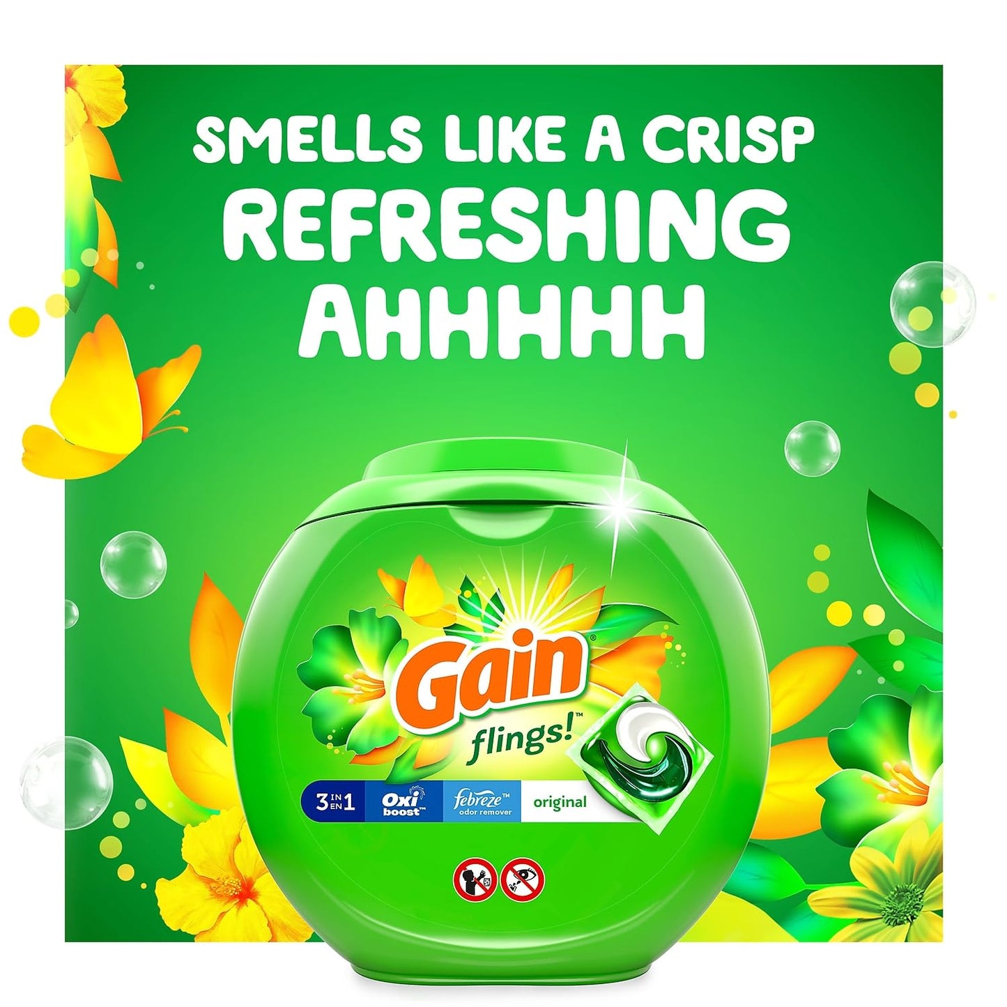 Gain Flings Laundry Detergent Pacs, Original Scent, 81 count