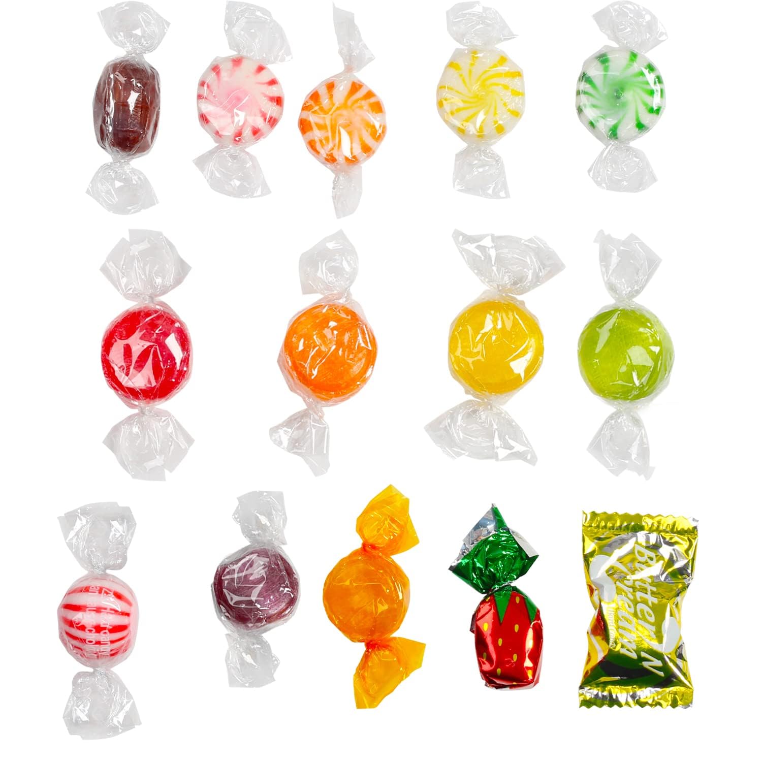 Dooboe Hard Candy Mix - 7 Pounds - Approx. 520 Pieces - Big Bulk Hard Candies Individually Wrapped - Old Fashioned Candies - Rootbeer, Strawberry