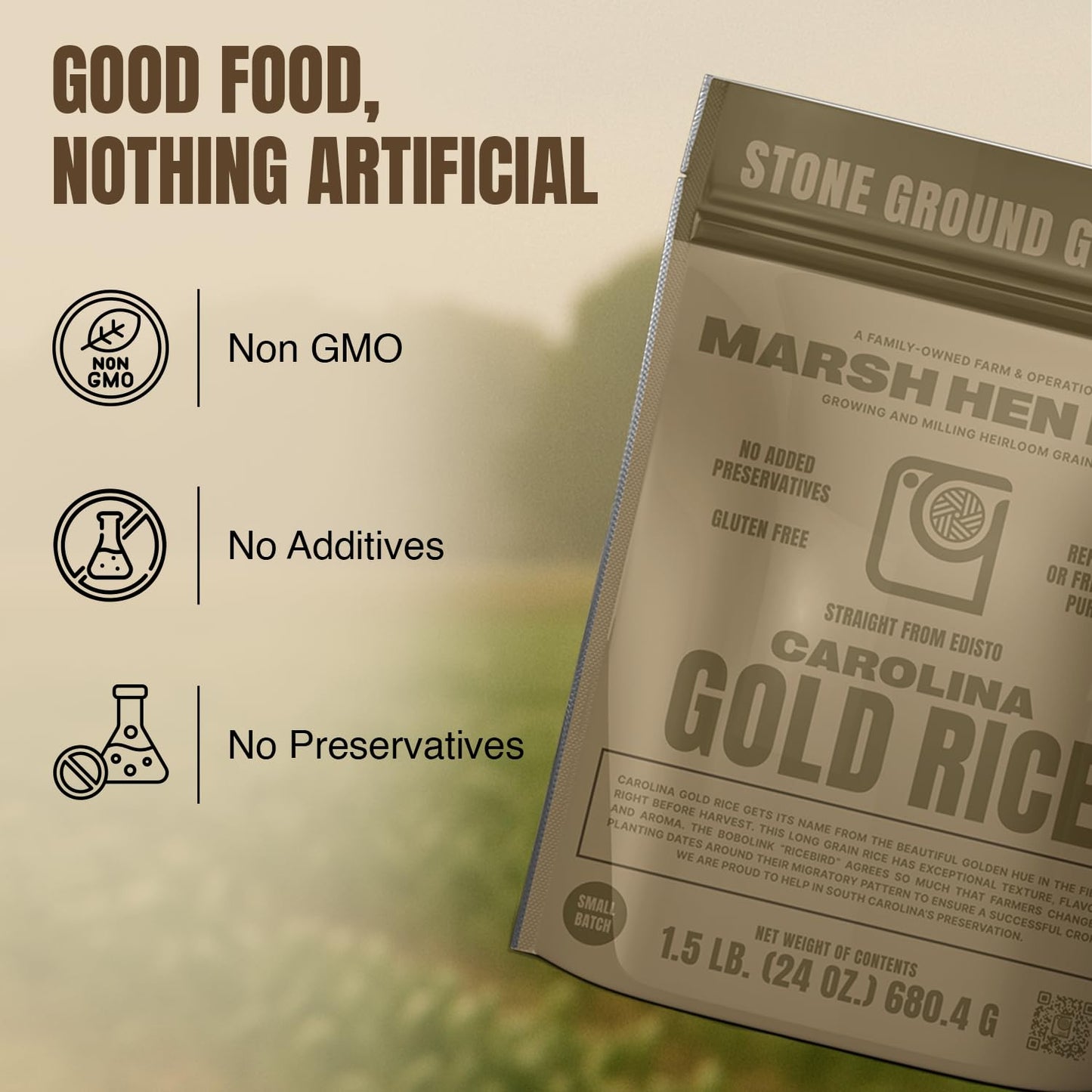 Marsh Hen Mill Carolina Gold Rice | Premium Long Grain White Rice with Exceptional Aroma, Nutty Almond & Floral Notes | Gluten-Free & Non-GMO | Ideal for Home Cooks & Chefs | 24 oz (Pack of 1)